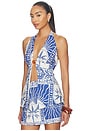 view 2 of 4 Joanna Open Front Halter Top in Joanna Blue