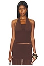 view 1 of 4 Nyra Tailored Halter Top in Chocolate
