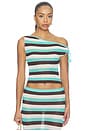 view 1 of 4 Hazel Off Shoulder Knit Top in Aqua Multi