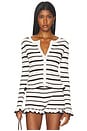 view 1 of 5 Donna Long Sleeve Knit Top in Cream & Chocolate