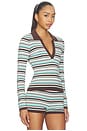 view 2 of 5 Xyla Collared Long Sleeve Knit Top in Xyla Chocolate Stripe