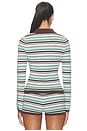 view 4 of 5 Xyla Collared Long Sleeve Knit Top in Xyla Chocolate Stripe