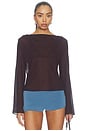 view 1 of 4 Luciana Boat Neck Long Sleeve Top in Chocolate