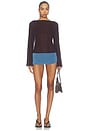 view 5 of 4 Luciana Boat Neck Long Sleeve Top in Chocolate