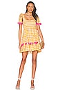 view 1 of 4 ROBE COURTE PIPPA in Yellow Gingham & Pink Pompoms