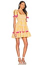 view 2 of 4 ROBE COURTE PIPPA in Yellow Gingham & Pink Pompoms