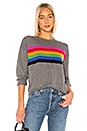 view 1 of 4 Rainbow Stripe Cashmere Blend Crew Neck Pullover in Charcoal
