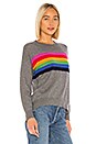 view 2 of 4 Rainbow Stripe Cashmere Blend Crew Neck Pullover in Charcoal