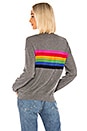 view 3 of 4 Rainbow Stripe Cashmere Blend Crew Neck Pullover in Charcoal