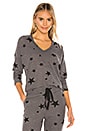 view 1 of 5 Star Print V Neck Easy Sweater in Charcoal