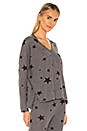 view 2 of 5 Star Print V Neck Easy Sweater in Charcoal