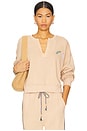 view 1 of 4 Good Vibes Split Neck Sweatshirt in Almond