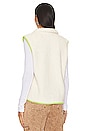 view 4 of 5 Faux Fur Zipper Vest in Cream & Lime