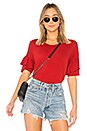 view 1 of 4 Ruffle Sleeve Tee in Crimson