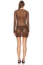 view 3 of 3 Long Sleeve Crochet Mini Dress in Chocolate