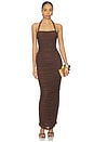 view 1 of 3 Gianna Ruched Halterneck Maxi Dress in Chocolate
