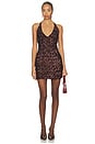 view 1 of 4 VESTIDO ASHER SEQUIN MINI in Chocolate