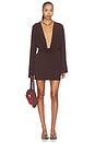 view 1 of 4 ROBE YOLONDA LONG SLEEVE MINI in Chocolate