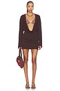 view 4 of 4 ROBE YOLONDA LONG SLEEVE MINI in Chocolate