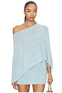 view 1 of 4 Misty Knit Poncho in Light Blue