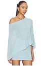 view 2 of 4 Misty Knit Poncho in Light Blue