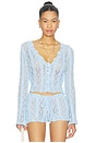 view 1 of 4 Crochet Cardigan in Baby Blue