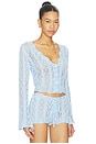 view 2 of 4 Crochet Cardigan in Baby Blue