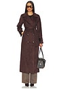 view 1 of 4 Sutton Faux Suede Trench Coat in Chocolate