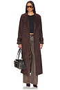 view 2 of 4 Sutton Faux Suede Trench Coat in Chocolate