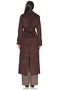 view 4 of 4 Sutton Faux Suede Trench Coat in Chocolate