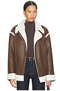 view 1 of 5 London Oversized Biker Jacket in Brown in Chocolate