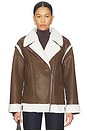 view 2 of 5 London Oversized Biker Jacket in Brown in Chocolate