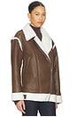 view 3 of 5 London Oversized Biker Jacket in Brown in Chocolate