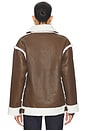 view 4 of 5 London Oversized Biker Jacket in Brown in Chocolate