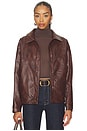 view 1 of 5 CHAQUETA WENDY CROC PU LEATHER in Brown