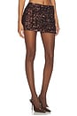 view 2 of 6 Asher Sequin Micro Mini Skirt in Chocolate