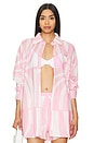 view 1 of 4 Heather Cotton Shirt in Pink & White