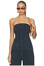view 1 of 4 Lex Denim Corset Top in Indigo Blue
