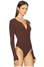 view 3 of 5 Henley Bodysuit in Chocolate Brown