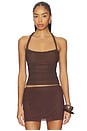 view 1 of 4 Gianna Ruched Halterneck Top in Chocolate