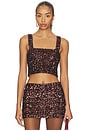 view 1 of 5 Asher Sequin Crop Top in Chocolate