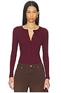 view 1 of 5 HENLEY ボディスーツ in Burgundy