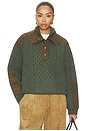 view 1 of 4 Allen Cable Half Zip Double Layer Sweater in Green