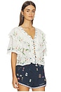 view 2 of 5 Serafina Embroidery Shortsleeve Top in Cream