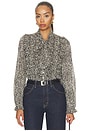 view 1 of 5 Charlize Print Longsleeve Bow Top in Cream