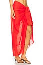 view 2 of 6 Textured Cotton Beach Wrap in Flame
