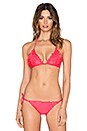 view 1 of 4 Shimmer Slide Tri Bikini Top in Neon Red
