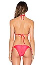 view 3 of 4 Shimmer Slide Tri Bikini Top in Neon Red