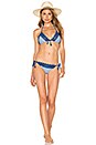 view 4 of 4 Riviera Striped Triangle Bikini Top in French Blue Marle
