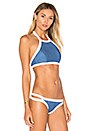 view 2 of 4 Block Party High Neck Tank Bikini Top in Denim